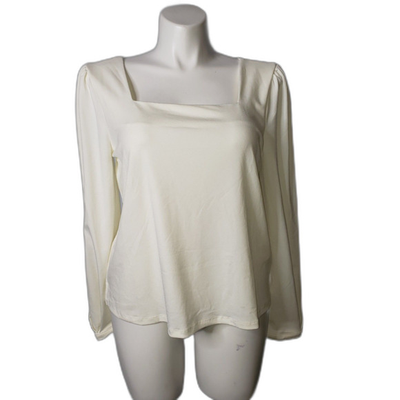 Banana Republic Tops - Banana Republic Long Sleeve Square Neck Dressy Ivory White Blouse Size XL NEW
